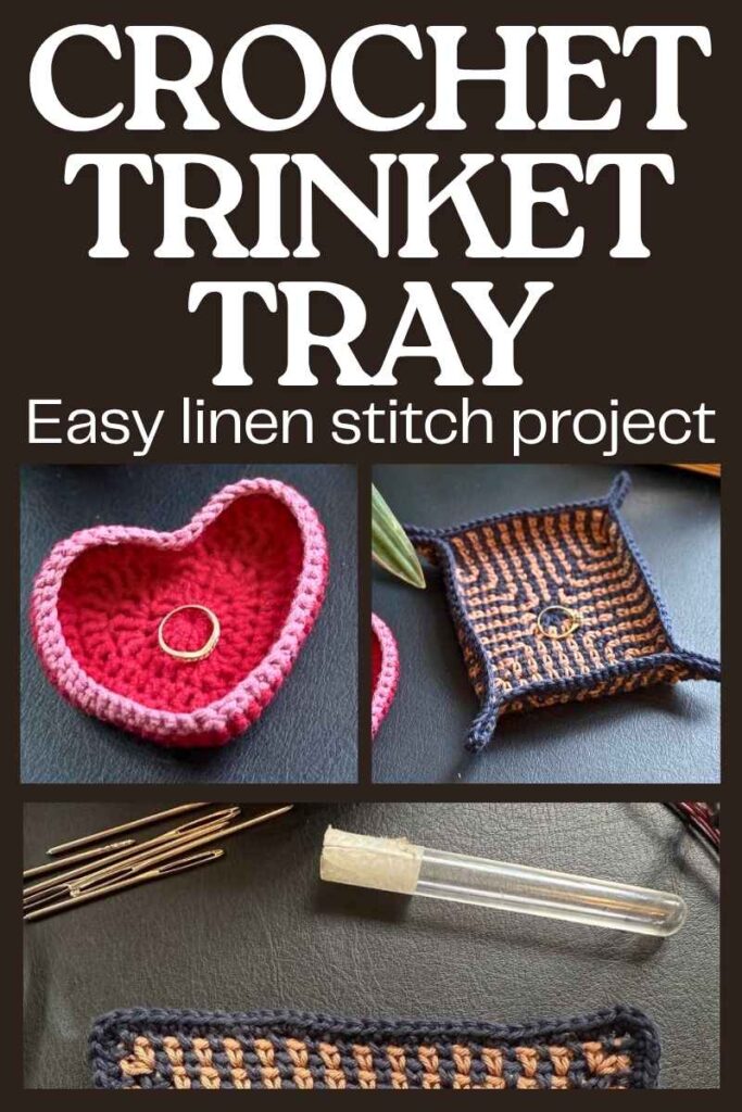 photos of crochet trinket trays