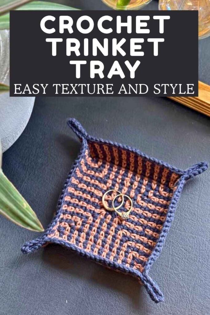 photo of a crochet trinket tray