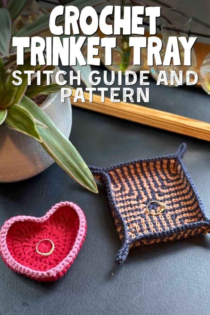 photo of a crochet trinket tray