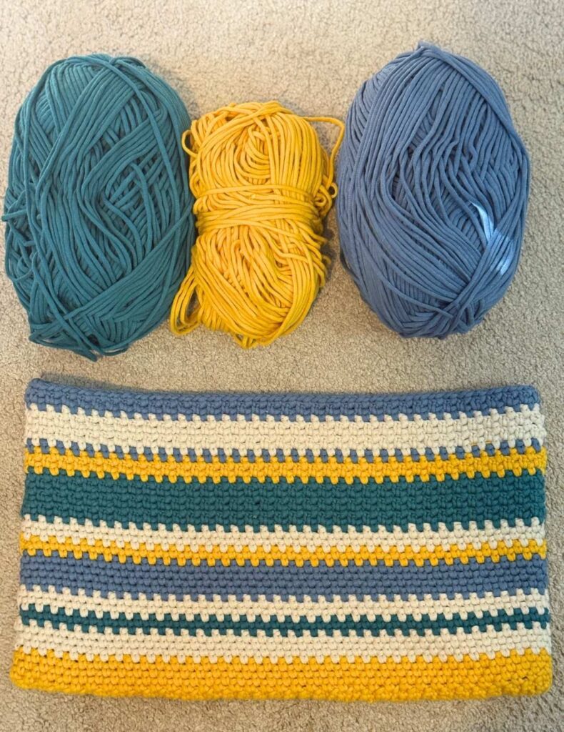 the yarn and crochet bag work in progress