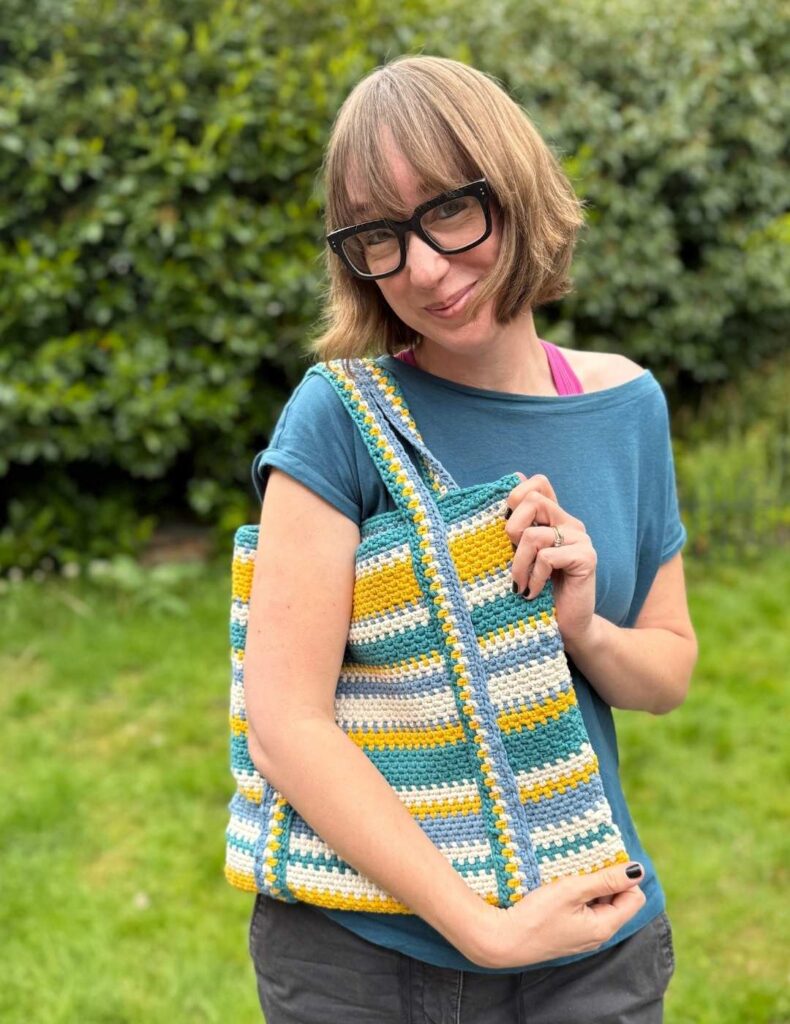 lucy kate crochet with a beach bag