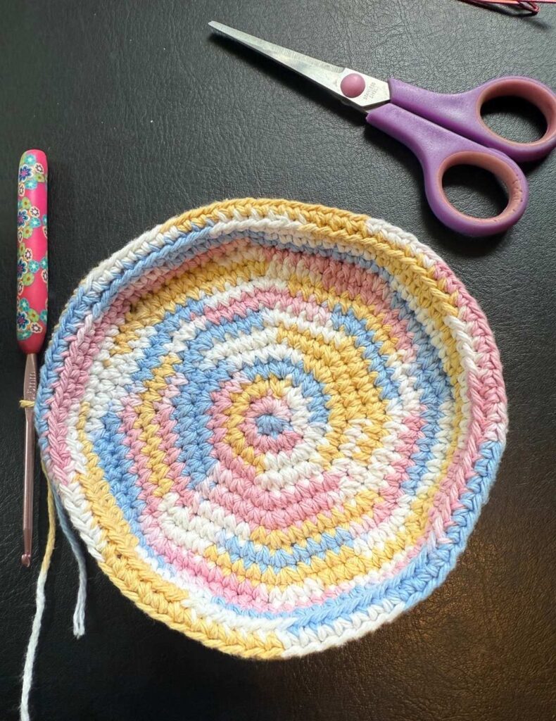 the trinket dish with my hook and scissors