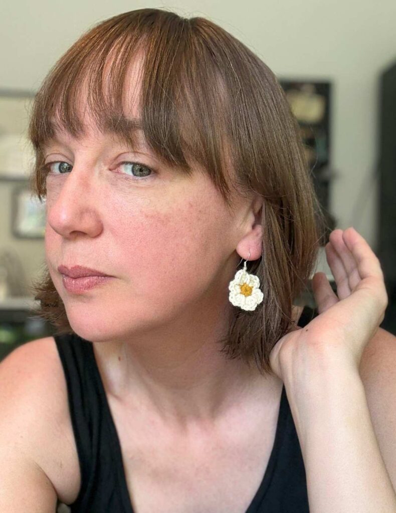 Me wearing the earrings