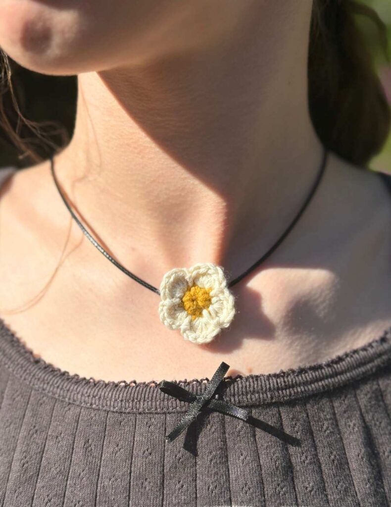 my daughter wearing the multiple flower necklace