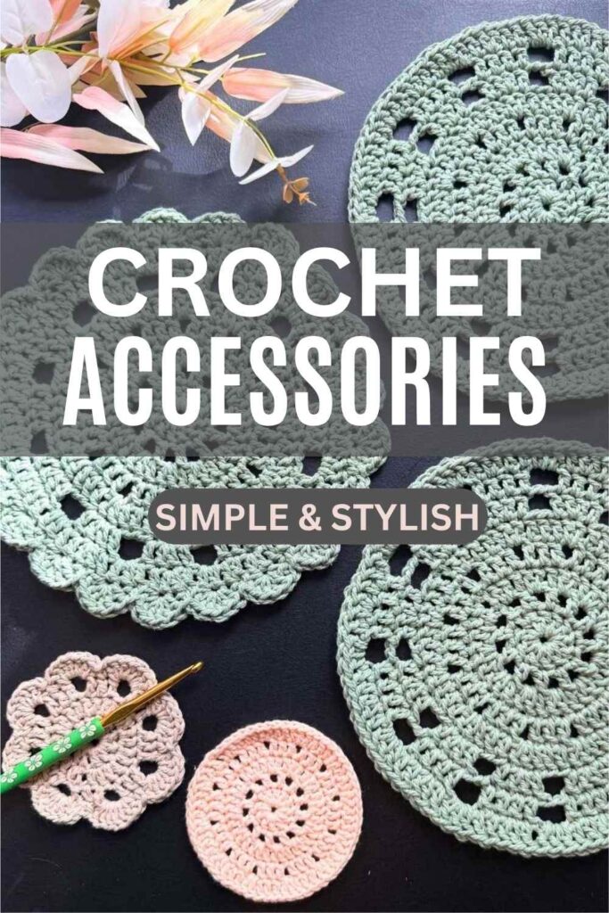 photo of crochet mats with text overlay that reads Crochet Accessories