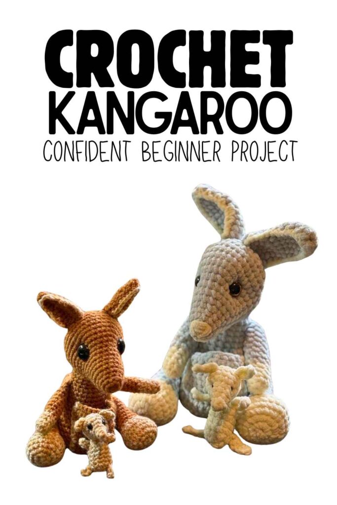 photo of a crochet kangaroo and a crochet wallaby