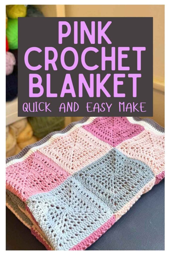photo of a pink crochet blanket