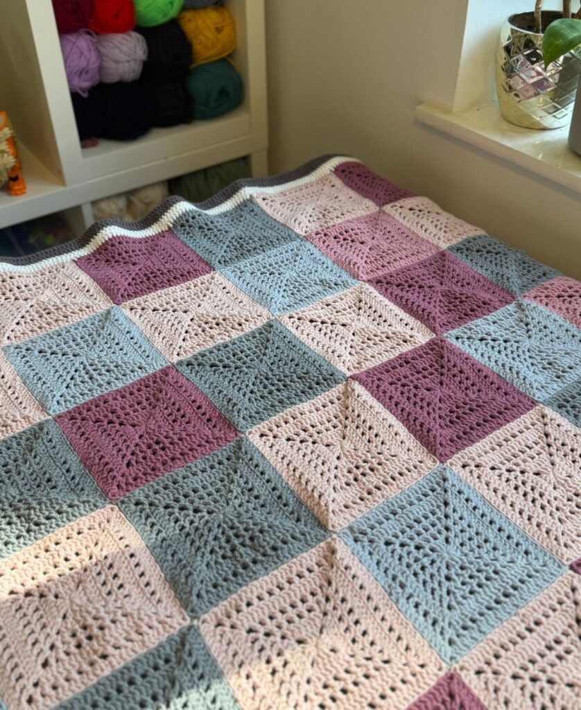 the pink blanket laid out on my desk