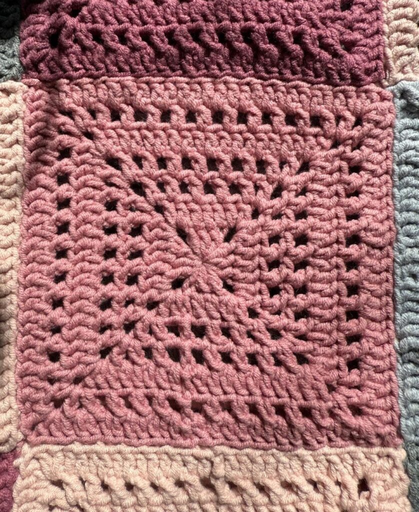 medium pink granny square